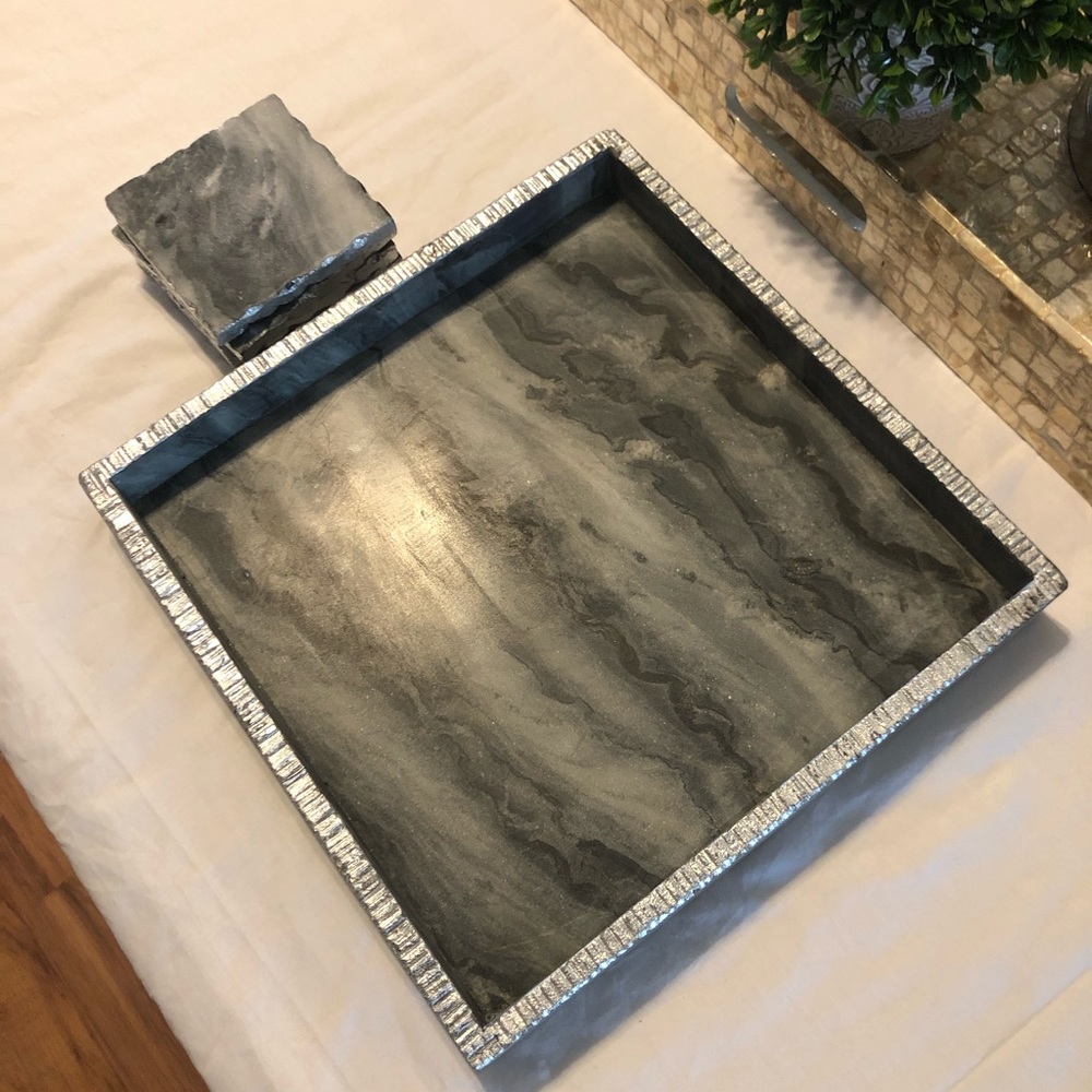 🎨 MARBLED TRAY AND COASTERS SET🥰